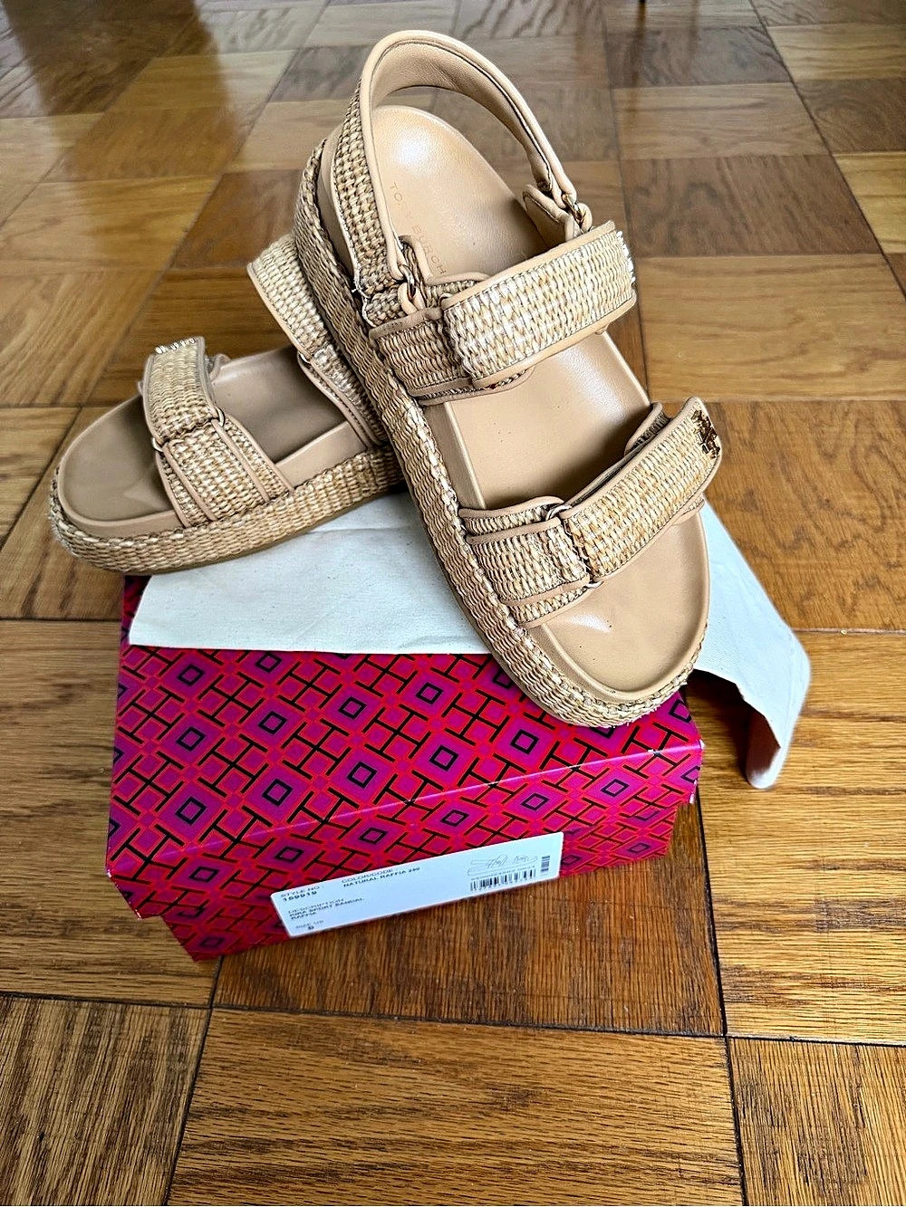 Tory Burch Kira Sport Sandal Raffia Tan US 8